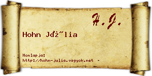 Hohn Júlia névjegykártya